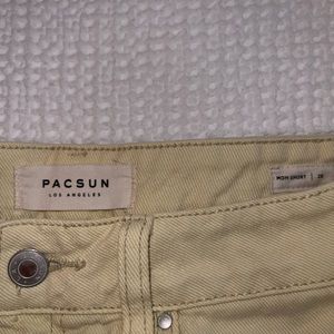 Pacsun light yellow jean shorts. Raw hem, cut off shorts.